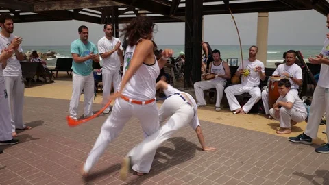 Capoeira at the beach Stock Footage 115630169