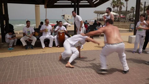 Capoeira at the beach Stock Footage 115631904