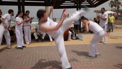 Capoeira at the beach Stock Footage 115632335