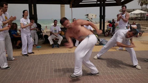 Capoeira at the beach Stock Footage 115632515
