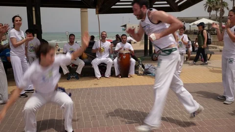 Capoeira at the beach Stock Footage 115632673