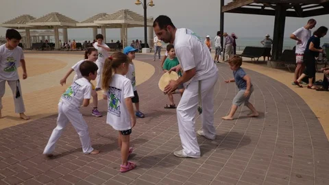 Capoeira at the beach Stock Footage 115633102