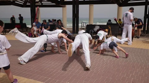 Capoeira at the beach Stock Footage 115633245