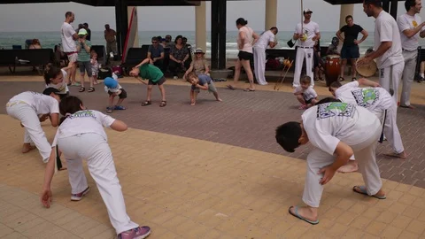 Capoeira at the beach Stock Footage 115633688