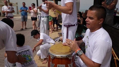 Capoeira at the beach Stock Footage 115634481