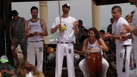 Capoeira at the beach Stock Footage 115634732