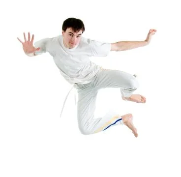 Capoeira dancer posing Stock Photos