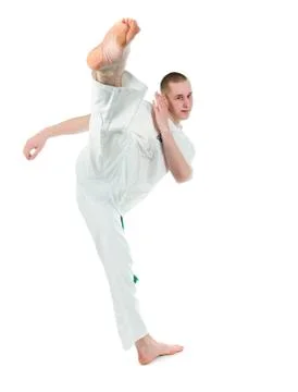 Capoeira dancer posing Stock Photos