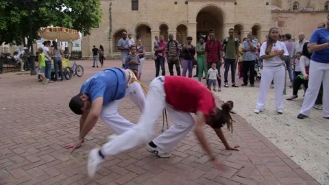 Capoeira performance in the streets Stock Footage 332894801