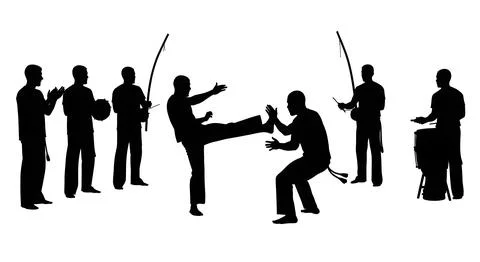 Capoeira Roda Circle Silhouette Set Stock Illustration