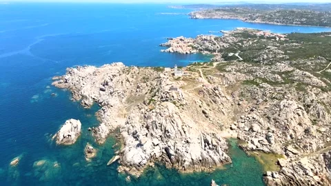 Capotesta lighthouse from above Stock Footage 138513328