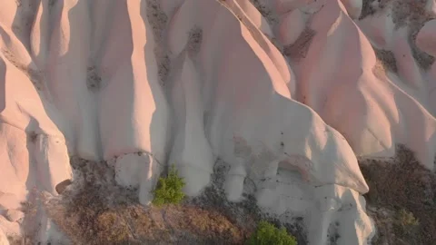 Cappadocia Aerial Drone View Red And Rose Valley Rocks, Goreme Turkey 库存影片 236809093