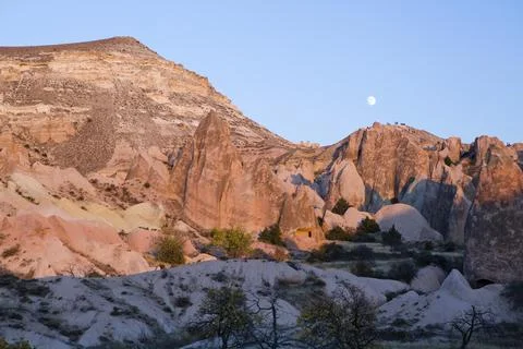 Cappadocia landscape at sunset Stockfoto's