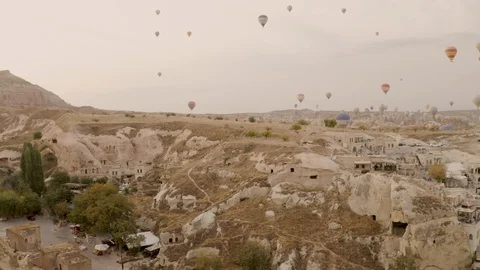 Cappadocia a very beautiful drone span over the fortress Stock Footage 121540102