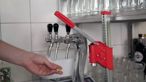 Capping machine in restaurant or cafe to... | Stock Video | Pond5