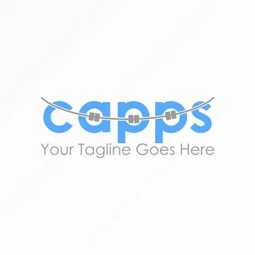 CAPPS logo. Braces design. Typography concept. Illustrazione stock