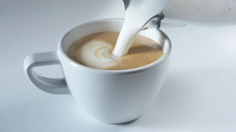 Cappuccino adding milk and making a figure 1 스톡 동영상 526186