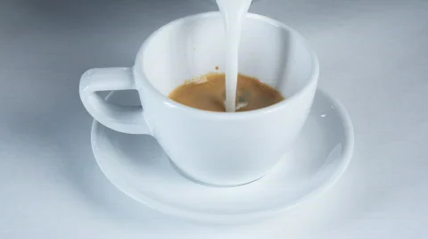 Cappuccino adding milk and making a figure 2 스톡 동영상 526206