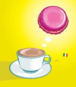 Cappuccino and Macaroon 스톡 일러스트