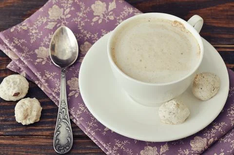 Cappuccino with  biscotti Stock Photos
