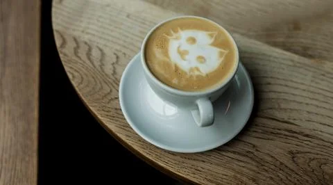 Cappuccino with cat pattern. Stock Photos