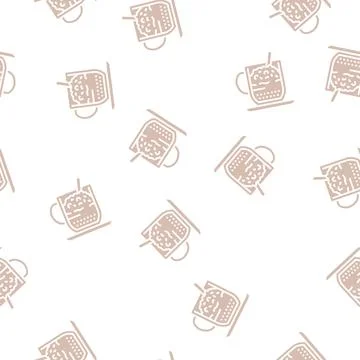 Cappuccino coffee glyph seamless pattern Stock Illustration