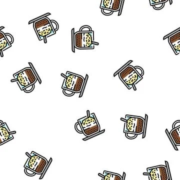 Cappuccino coffee vector seamless pattern 스톡 일러스트