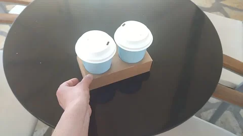 Cappuccino coffee was placed on the table Stock-Footage 308060420