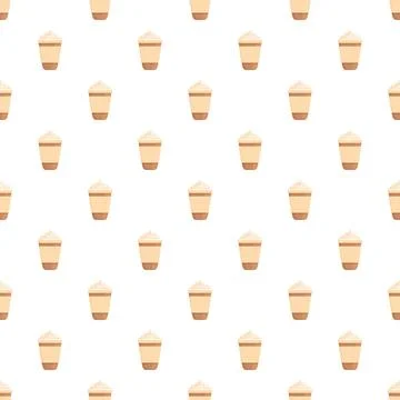 Cappuccino cups pattern repeating on white background Stock Illustration