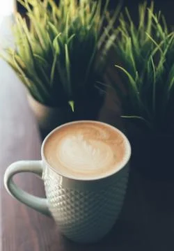 Cappuccino foam pattern 스톡 사진