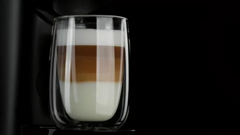 Cappuccino. Layers of cappuccino. Process making cappuccino or latte Stock Footage 159278818