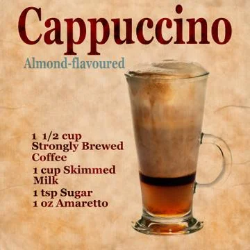 Cappuccino recipe 스톡 일러스트