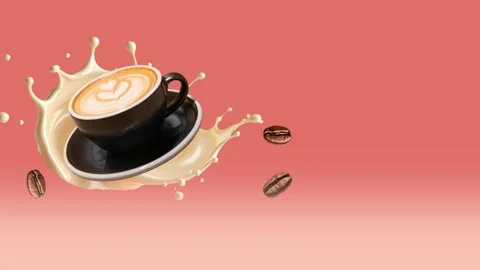 Cappuccino Splash Product Motion. Coffee Cup with Milk Splash. Stock Footage 306259014