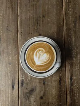 Cappuccino on the table overhead Stock Photos