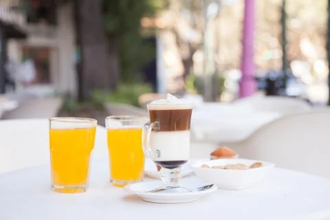 Cappuccino on the table Stock Photos