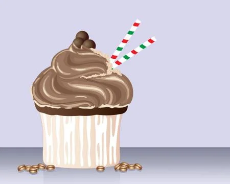 Cappuchino cupcake Stock Illustration