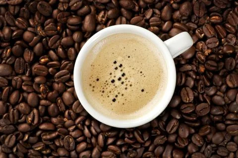 Cappucino on coffee beans Foto stock