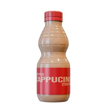 Cappucino Coffee In A Bottle Front View 3D Design Element Stock Illustration