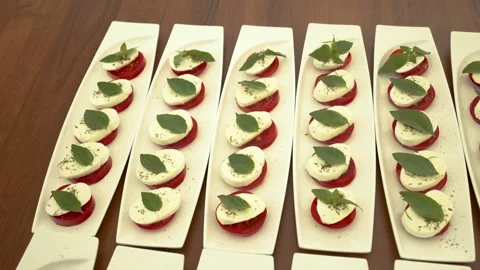 Caprese on plates Stock Footage 169982288