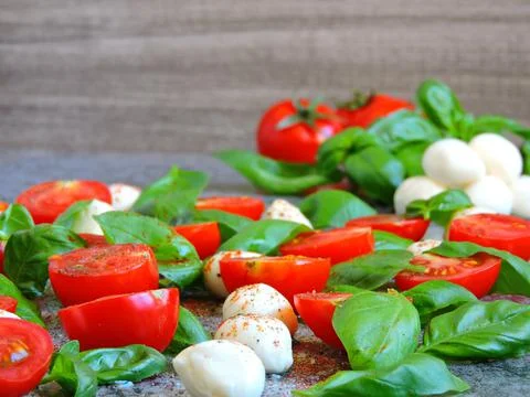 Caprese salad as background. Stock Photos