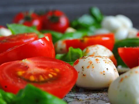 Caprese salad as background. Stock Photos