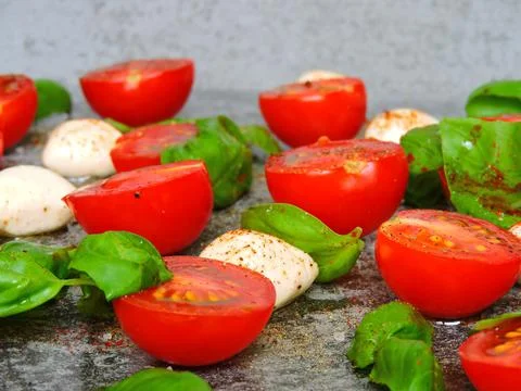 Caprese salad as background. Stock Photos