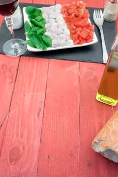 Caprese salad down left Stock Photos