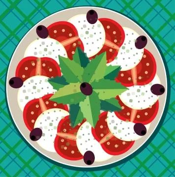 Caprese salad on the tablecloth Stock Illustration
