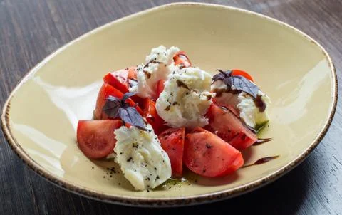 Caprese Salad -  with Tomatoes, Mozzarella Cheese, Balsamic Stock Photos