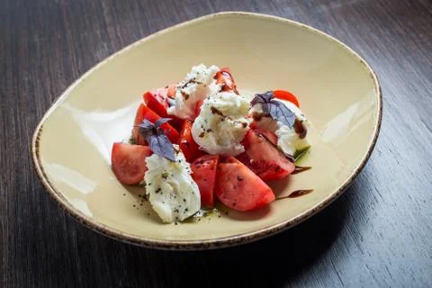 Caprese Salad -  with Tomatoes, Mozzarella Cheese, Balsamic Stock Photos