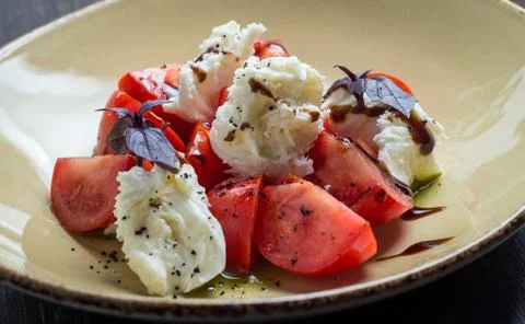 Caprese Salad -  with Tomatoes, Mozzarella Cheese, Balsamic Stock Photos