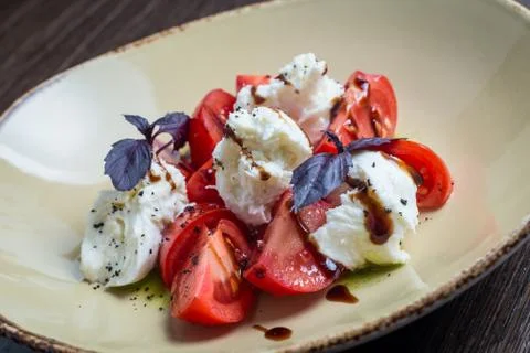 Caprese Salad -  with Tomatoes, Mozzarella Cheese, Balsamic Stock Photos