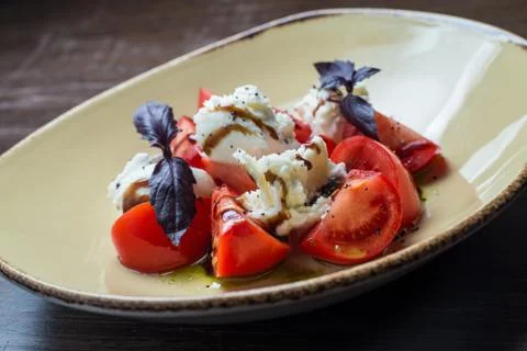 Caprese Salad -  with Tomatoes, Mozzarella Cheese, Balsamic Stock Photos