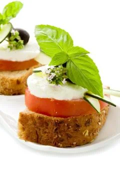 Caprese starter - isolated Stock Photos